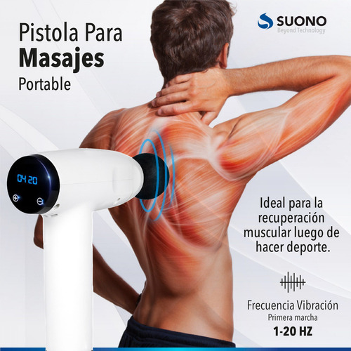 Pistola Para Masajes Portable Bateria Pro Electro Recargable Color Blanco