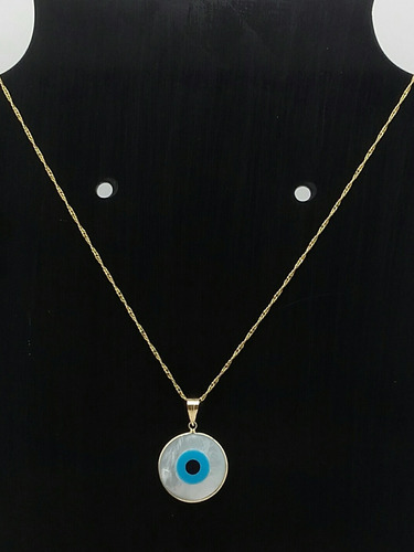 Colar Ouro 18k + Pingente Olho Grego