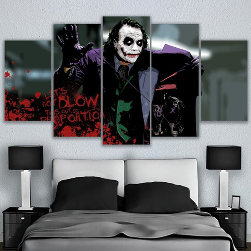 5 Cuadros Canvas Joker Guason Letras Batman Art Diseño Unico