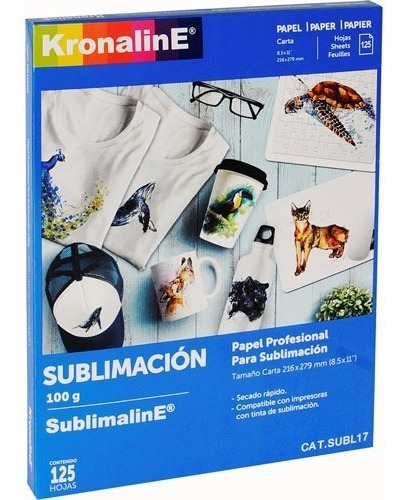 125 Hojas Carta Premium Sublimación Papel Sublimar Kronaline