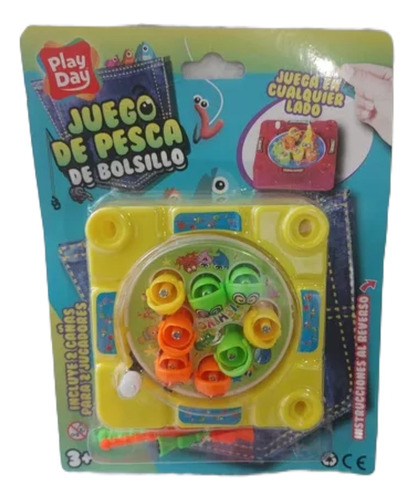 Juego De Pesca De Bolsillo Juguete Play Day 2 Cañas Amarillo