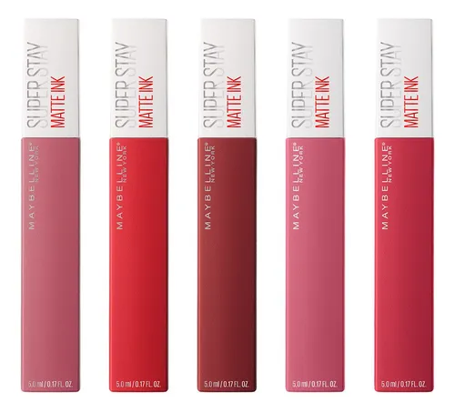 Pack x5 Labiales Liquidos Matte Maybelline De Larga Duración Supe...
