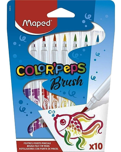 Caneta Brush Pincel Com 10 Cores Color Peps - Maped