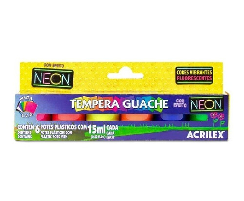 Tempera Guache Neon C/6 Cores Acrilex