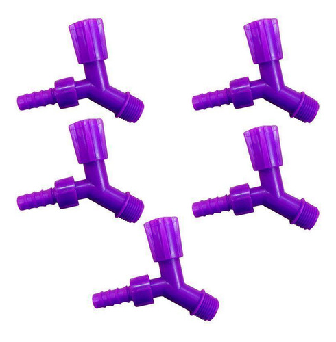 Kit 5 Torneiras Para Tanque E Jardim Bico 1/2 3/4 Roxo Neon