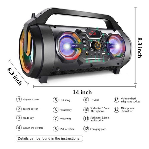 Altavoces Bluetooth, 30w Portátil Bluetooth Boombox Con Subw