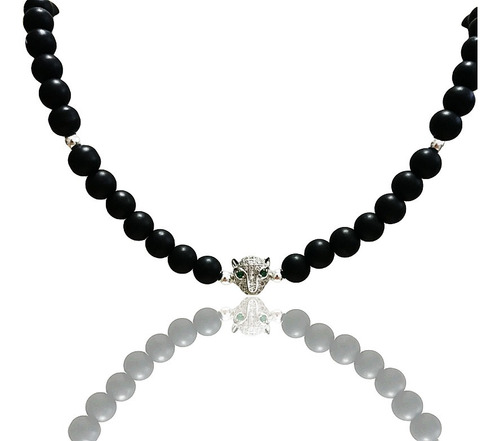 Collar Jaguar Black Onix Fino Diseño Incrustacion Swarovski