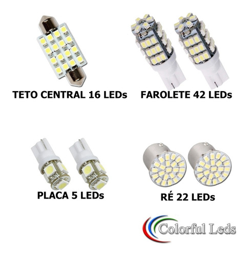 Kit Lâmpadas Led Onix Prisma Farolete Pingo Teto Placa Ré
