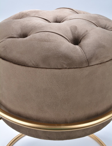 Puff Redondo Captonê Alto Decorativo Suede Rose Sala Quarto