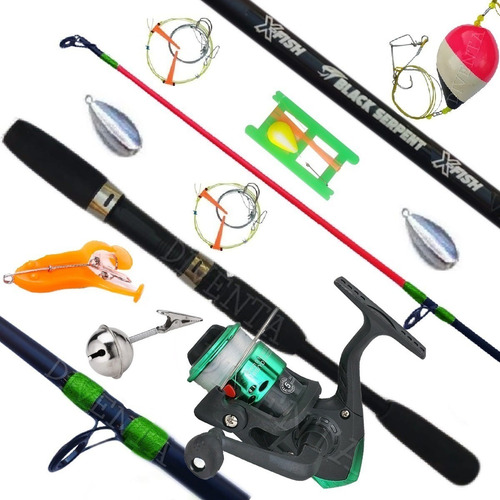 Imagen 1 de 1 de Super Combo De Pesca Chicos Cañas Reel Lineas Plomo Señuelos