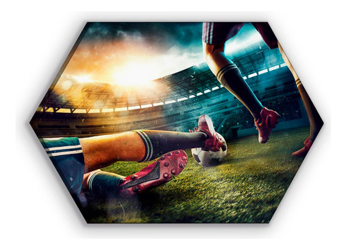 Cuadro Hexagonal Canvas Juego De Soccer 60x90cm