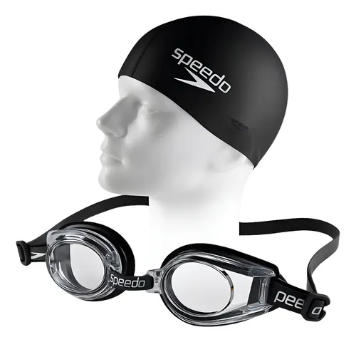 Óculos De Natação Speedo Classic Starters + Touca Silicone Preto