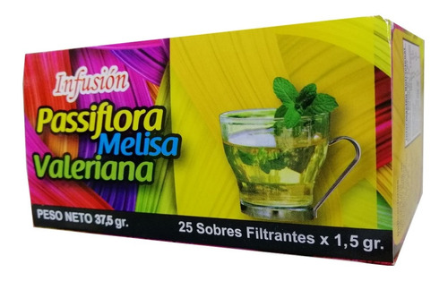Passiflora+melisa+valeriana Te Filtrante De 25 Sobres