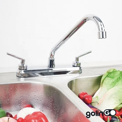 Imagen 5 de 5 de Llave Grifo Cocina Mezcladora Fregadero Acero Inoxidable 8'' Plateado