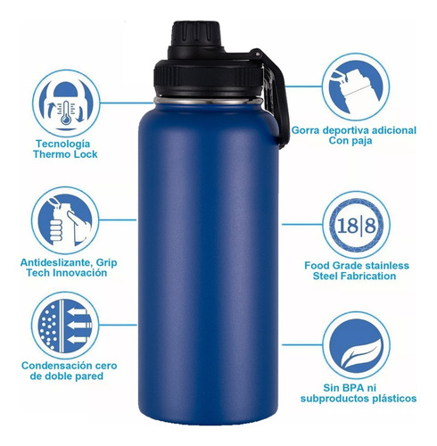 Termo Vaso Botella Acero Inoxidable Con Fría/caliente 32 Oz