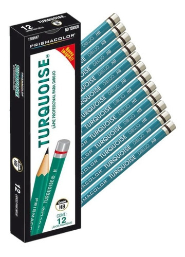 12 Lapiz Turquoise Prismacolor Grado Hb Profesional Dibujo