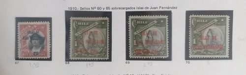 Ch67 Chile Serie Completa Año 1910 Yvert# 67/70 C/sobrecarga