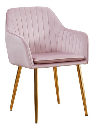 Silla de comedor Dapri Dapri D-047, estructura color rosa y diseño de la tela lisa, 1 unidad