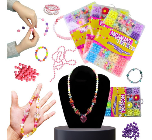 Kit Infantil Diy Fazer Bijuterias Criativas Com Miçangas