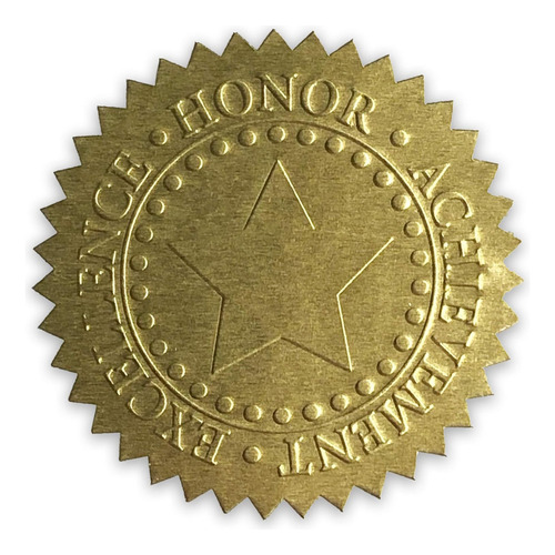 Sellos De Certificado De Oro Relieve  Excelencia, Honor...