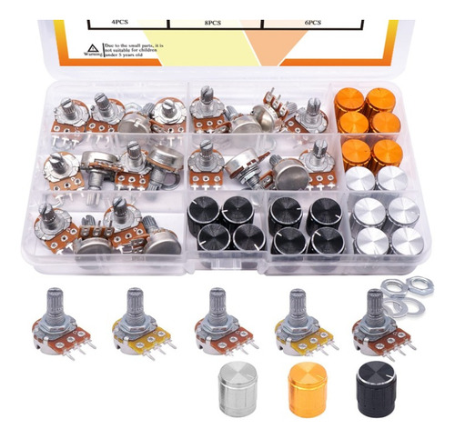 Kit Potenciómetro 5k 10k 20k 50k 100k Ohm Lineal Taper Audio