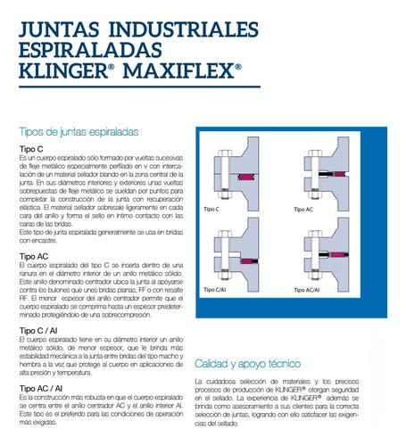 Junta Para Brida 3 Serie 150 Espiralada Para Vapor