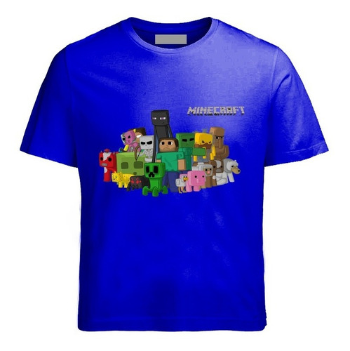 Imagen 1 de 2 de Remera Minecraft Azul - Todos Los Talles