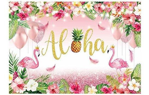 Funnytree 7x5ft Summer Aloha Party Backdrop Pink Rose Lm9hf