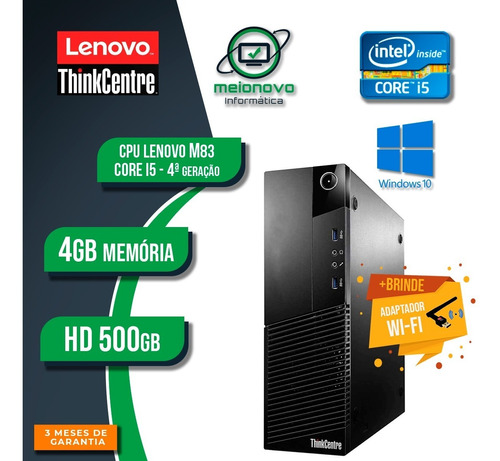 Cpu Desktop Lenovo Thinkcentre M83 I5 4ªger 4gb 500gb Barato
