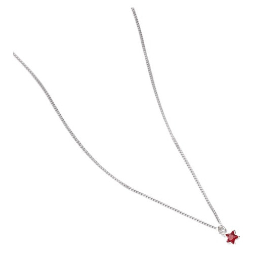 Collar Punto De Luz Cristal Estrella Roja En Plata 925.