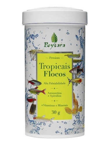 Ração Poytara Tropicais Flocos 30g