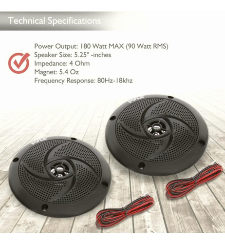 Pyle Bocinas Marinas Dobles De 5.25 Pulgadas. Sistema De