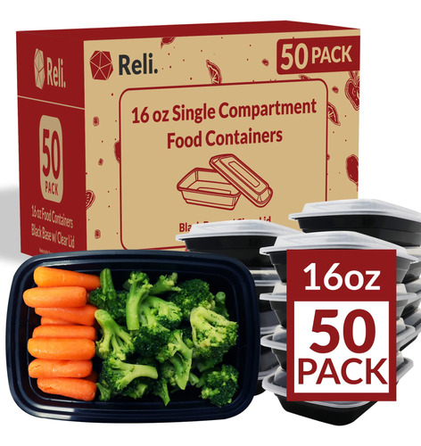 Reli. Envases Prep De Comida, 16 Oz. Ten 50 Pack 3fk1x