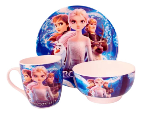 Set 3 Piezas Vajilla Infantil Vaso Taza Plato Frozzen