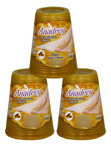 Kit  C/ 3 Cera Anadrey Ouro 200g 