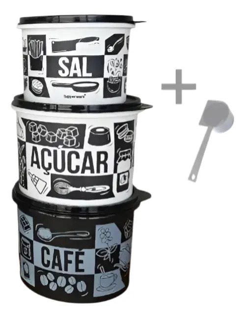 Tupperware® | Kit Mantimentos 3 Peças Açúcar 1,4kg + Café 700g + Sal 1,3kg Pop Box - Pb
