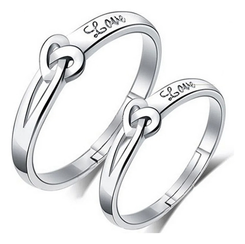 Anillos Plata 925 Corazón Ajustable Mujer Compromiso Pareja