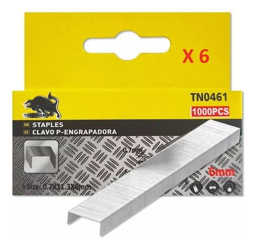 Pack Corchete Grapas - 0.7x6mm - 6000 Unidades - Toro Negro