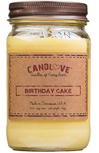 Candlove  Torta De Cumpleaños Perfumada 16 Oz Vela De Tarro