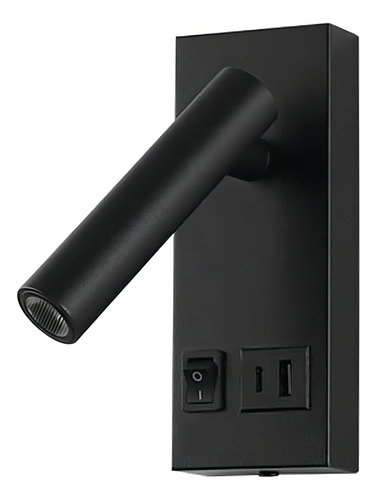 Luminaria Led Lectura Con Usb Ade-039 Blanco Cálido 3000k Estructura Negro