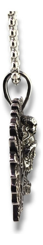 Dije Calavera Azteca Penacho Acero Inoxidable D833 Plateado