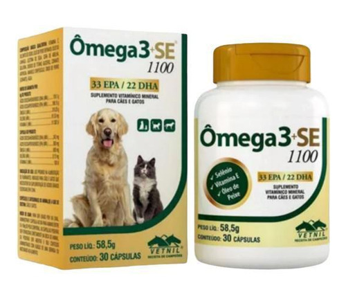 Omega 3+se 110 Suplemento Vitamínico Para Cães E Gatos