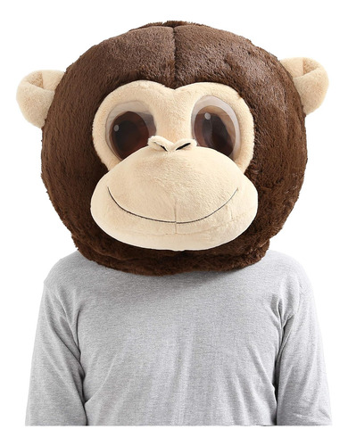 Disfraz De Mascota Con Máscara De Cabeza De Mono De Peluche