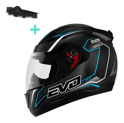 Capacete Fechado Etc Etcetera Evo Line Integral Motociclista Cor Azul-claro Tamanho Do Capacete 58