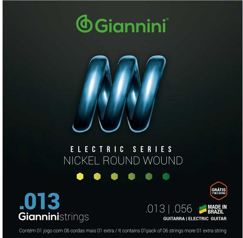 Encordoamento Para Guitarra Giannini Nickel Round Wound 013