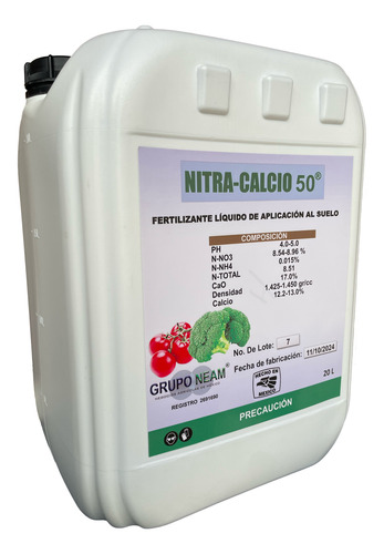 Nitra-calcio 50 Nitrato De Calcio Foliar Grupo Neam 20l