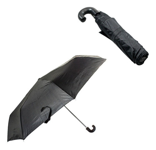 Kit 03 Uni Guarda Chuva Sombrinha Dobrável Pequena Prática Cor Preto