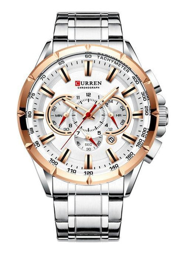Reloj analógico Curren 8363 plateado/blanco para hombre