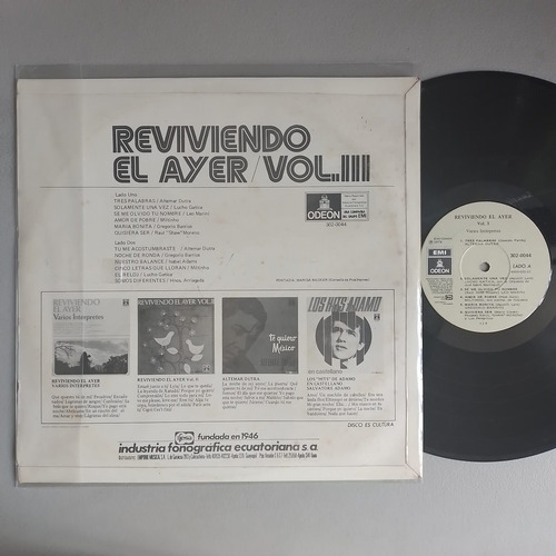 Lp Reviviendo El Ayer Vol 3 Varios Made Ecuador Latin Balada (Usado)