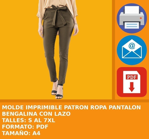 Molde Imprimible Patron Ropa Pantalon Bengalina Con Lazo 2x1